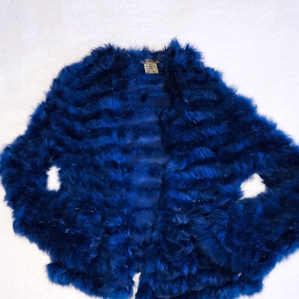 100% Rabbit Fur Blue Shrug Jacket